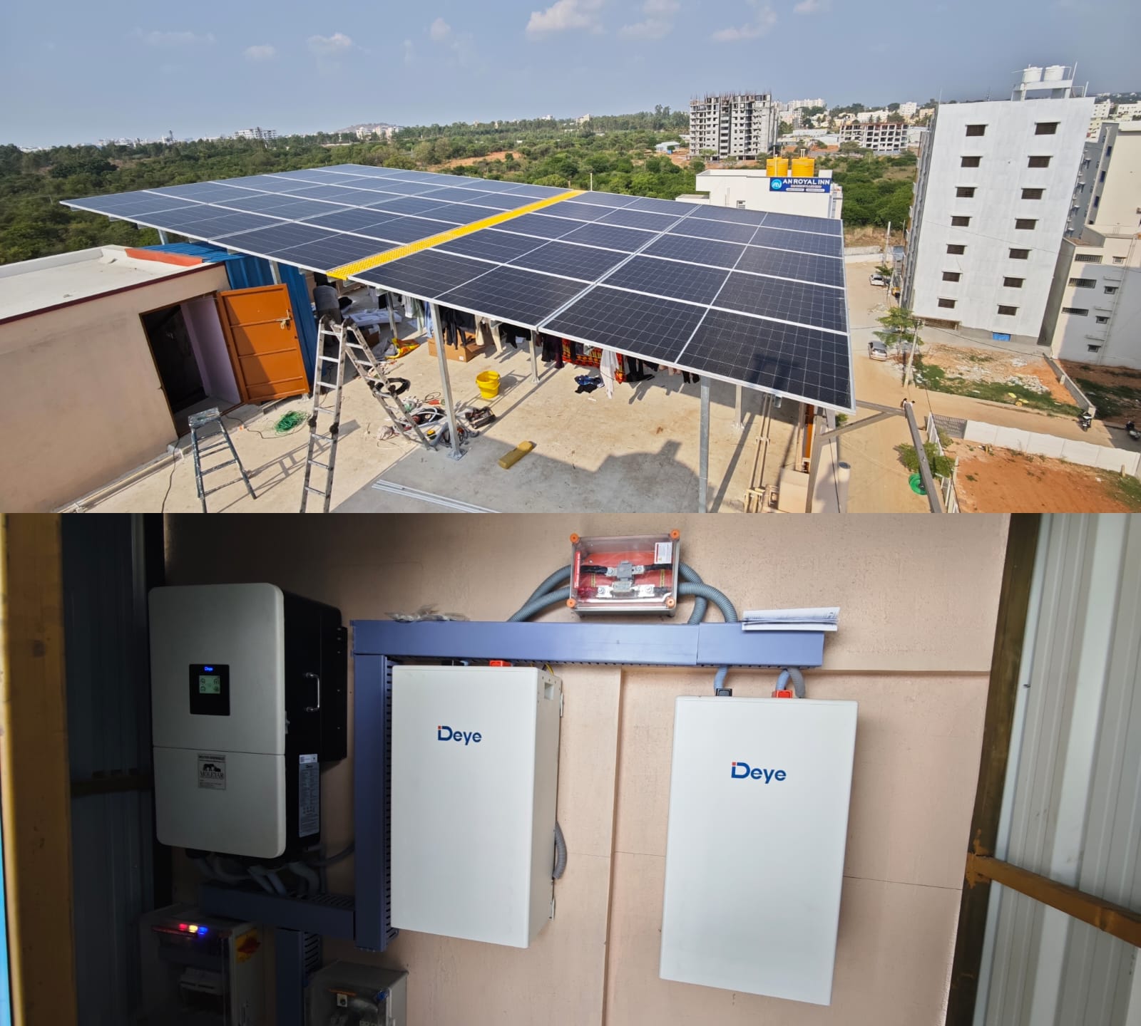 15 kW Deye Hybrid Inverter rooftop solar system for a commercial building at Hunasamaranahalli, Bengaluru